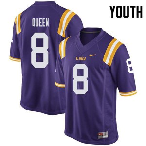 Youth LSU Tigers Patrick Queen #8 Stitch Purple Jerseys 470917-315