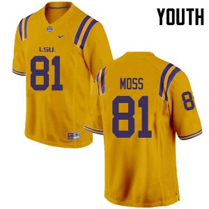Youth LSU Tigers Thaddeus Moss #81 Embroidery Gold Jersey 293804-266