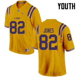 Youth LSU Tigers Kenan Jones #82 Football Gold Jersey 636656-844