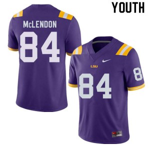 Youth LSU Tigers TK McLendon #84 College Purple Jersey 910459-254