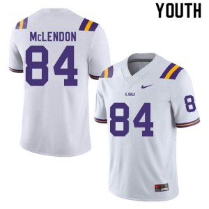Youth LSU Tigers TK McLendon #84 White Embroidery Jerseys 796385-189