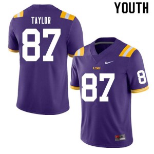 Youth LSU Tigers Kole Taylor #87 University Purple Jerseys 607437-534