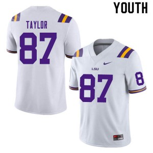 Youth LSU Tigers Kole Taylor #87 Embroidery White Jerseys 545969-158