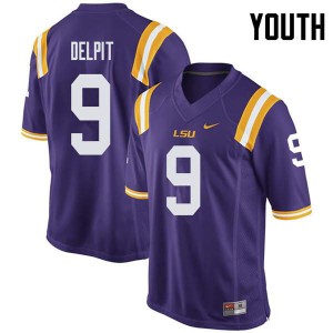 Youth LSU Tigers Grant Delpit #9 NCAA Purple Jersey 593789-457