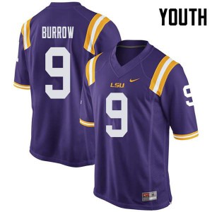 Youth LSU Tigers Joe Burrow #9 Football Purple Jersey 606960-319