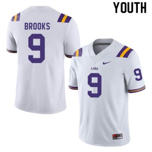 Youth LSU Tigers Marcel Brooks #9 Stitched White Jerseys 329080-606