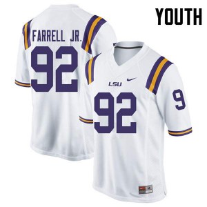 Youth LSU Tigers Neil Farrell Jr. #92 Embroidery White Jerseys 404825-843