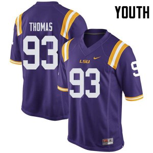 Youth LSU Tigers Justin Thomas #93 College Purple Jersey 206067-996