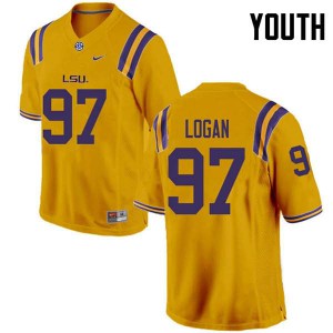 Youth LSU Tigers Glen Logan #97 College Gold Jerseys 429872-341