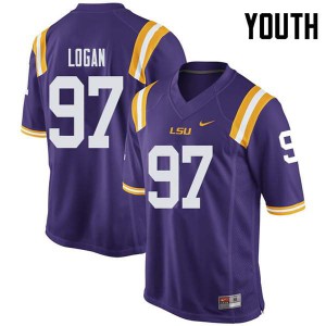 Youth LSU Tigers Glen Logan #97 Official Purple Jersey 768921-405