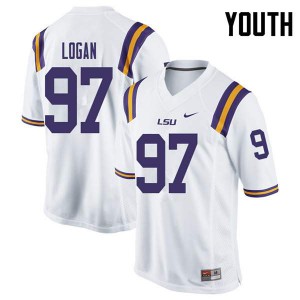 Youth LSU Tigers Glen Logan #97 White College Jerseys 532492-452
