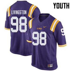 Youth LSU Tigers Dominic Livingston #98 College Purple Jerseys 603193-964