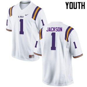 Youth LSU Tigers Donte Jackson #1 White Stitch Jersey 960383-145