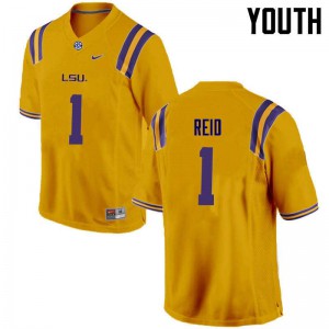 Youth LSU Tigers Eric Reid #1 Gold Stitch Jersey 935488-958