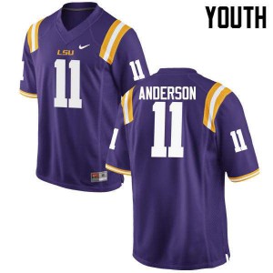 Youth LSU Tigers Dee Anderson #11 College Purple Jerseys 835367-920