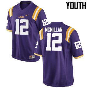 Youth LSU Tigers Justin McMillan #12 Purple Embroidery Jersey 318680-886