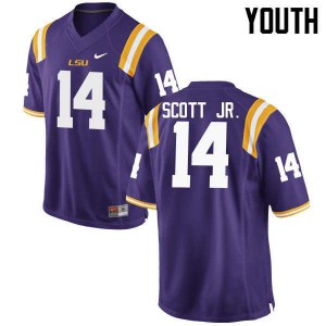 Youth LSU Tigers Lindsey Scott Jr. #14 Purple NCAA Jerseys 545121-147
