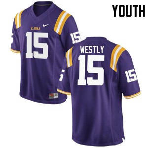 Youth LSU Tigers Tony Westly #15 Football Purple Jersey 854199-837