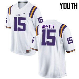 Youth LSU Tigers Tony Westly #15 Player White Jerseys 872936-139
