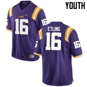 Youth LSU Tigers Danny Etling #16 Purple Official Jersey 549371-446
