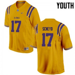 Youth LSU Tigers Tiger Scheyd #17 College Gold Jersey 979240-391