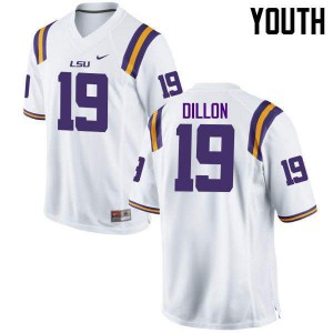 Youth LSU Tigers Derrick Dillon #19 White Embroidery Jerseys 390078-703