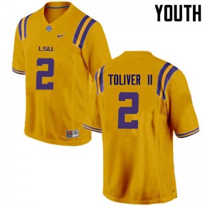 Youth LSU Tigers Kevin Toliver II #2 Gold Stitched Jerseys 272305-863