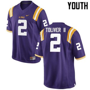 Youth LSU Tigers Kevin Toliver II #2 Embroidery Purple Jersey 273953-153
