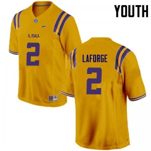 Youth LSU Tigers Trey LaForge #2 University Gold Jersey 466606-619
