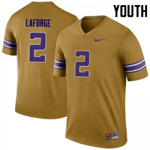 Youth LSU Tigers Trey LaForge #2 Legend Stitched Gold Jerseys 842468-160