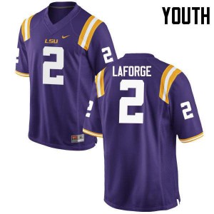 Youth LSU Tigers Trey LaForge #2 Purple Football Jerseys 372570-354