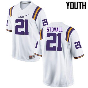 Youth LSU Tigers Jerry Stovall #21 Football White Jersey 845395-431