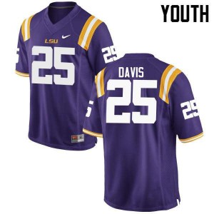 Youth LSU Tigers Drake Davis #25 Football Purple Jerseys 197770-794