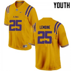 Youth LSU Tigers T.J. Lemoine #25 Gold Embroidery Jerseys 786766-430