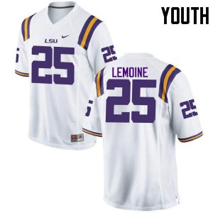 Youth LSU Tigers T.J. Lemoine #25 White Embroidery Jersey 151894-341
