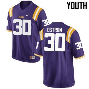 Youth LSU Tigers Michael Ostrom #30 Purple Stitched Jerseys 982036-962