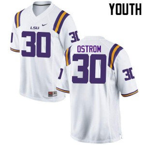 Youth LSU Tigers Michael Ostrom #30 White Embroidery Jersey 296580-785