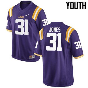 Youth LSU Tigers Justin Jones #31 Embroidery Purple Jerseys 981221-671