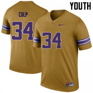 Youth LSU Tigers Connor Culp #34 Gold Stitch Legend Jersey 152435-598