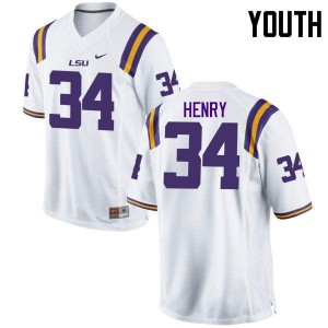 Youth LSU Tigers Reshaud Henry #34 White Embroidery Jersey 654929-629