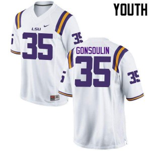 Youth LSU Tigers Jack Gonsoulin #35 White Stitched Jersey 412044-711