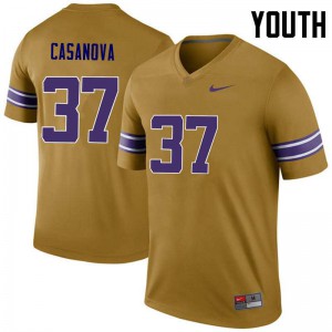 Youth LSU Tigers Tommy Casanova #37 NCAA Legend Gold Jersey 733342-784