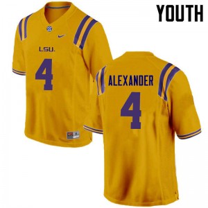 Youth LSU Tigers Charles Alexander #4 Embroidery Gold Jersey 872457-921
