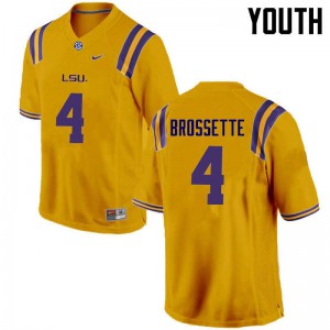 Youth LSU Tigers Nick Brossette #4 Stitched Gold Jerseys 539002-208