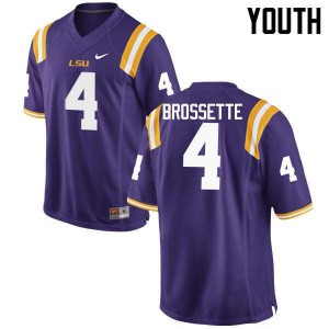 Youth LSU Tigers Nick Brossette #4 NCAA Purple Jerseys 690164-307