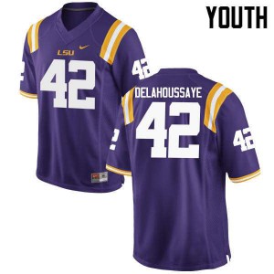 Youth LSU Tigers Colby Delahoussaye #42 College Purple Jersey 254825-707