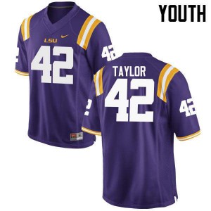 Youth LSU Tigers Jim Taylor #42 Purple Stitch Jersey 902415-305