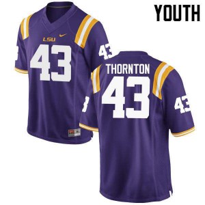 Youth LSU Tigers Rahssan Thornton #43 Purple University Jersey 236095-107