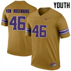 Youth LSU Tigers Zach Von Rosenberg #46 Legend Official Gold Jerseys 335117-288