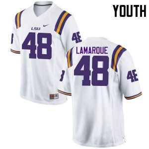 Youth LSU Tigers Ronnie Lamarque #48 White College Jersey 741442-309